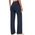 thumbnail image 4 of Women's High Waist Yoga Pants Women Wide Leg Pants with Pockets Stretch Dress Casual Business Work Travel Pants Workout Running Leggings for Women, 4 of 5