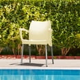 thumbnail image 2 of Luxury Commercial Living 31.5" Beige and White Outdoor Patio Dining Arm Chair, 2 of 4