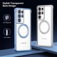 thumbnail image 5 of Magnetic Case for Samsung Galaxy S21 Ultra Clear Case Cover [Compatible with Magsafe & Military Grade Drop Protection] Transparent Shockproof Slim Plated Phone Case - Silver, 5 of 5
