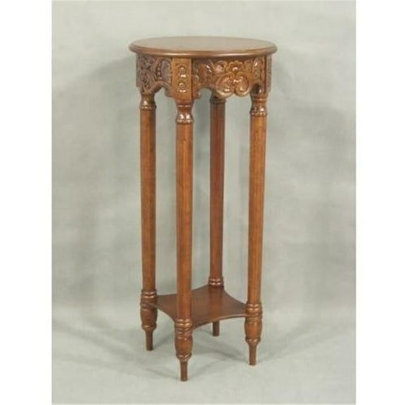 Carved Round Tall Plant Table