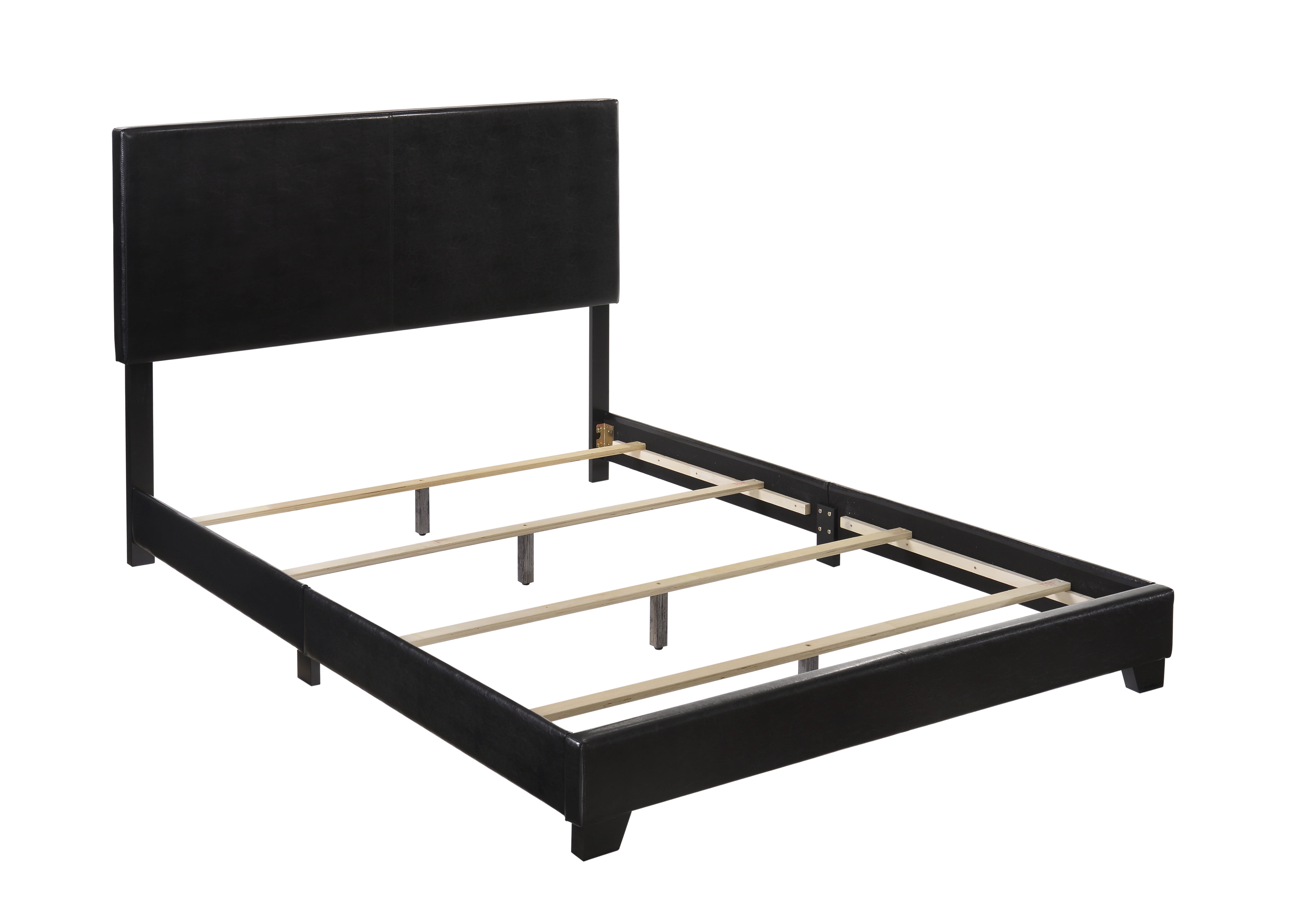 Crown Mark Erin Faux Leather Bed Black, Black Faux Leather Bed
