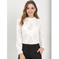 thumbnail image 2 of INSPIRE CHIC Women's Crochet Lace See Through Floral Ruffle Neck Blouse, 2 of 6