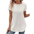 thumbnail image 2 of Casual Tops for Women, Womens Tops, Crew Neck T Shirts for Women, Heevina Short Sleeve Shirts for Women Solid Color Waffle Crewneck Casual Spring Summer Blouse Comfy Trendy Tshirt, White 3XL, 2 of 4