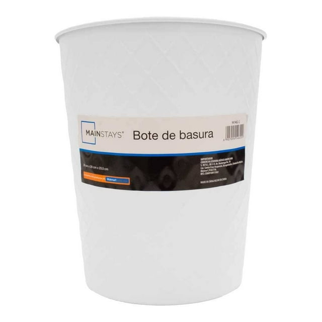 Bote para Basura Mainstays 20 cm Diseño Mate Color Blanco