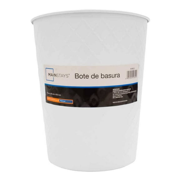 Bote para Basura Mainstays 20 cm Diseño Mate Color Blanco