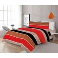 thumbnail image 1 of Sapphire Home 3 Piece Full Size Comforter Set Bed in Bag with Shams, Red Black Taupe Stripes Print Multicolor Boys Kids Girls Teens Bedding, 3pc, Red/Taupe, 1 of 2