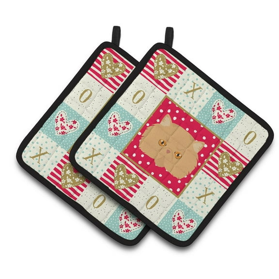 Carolines Treasures CK5146PTHD Persian Modern Cat Love Pair of Pot Holders, 7.5HX7.5W, multicolor