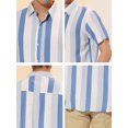 thumbnail image 6 of Lars Amadeus Men's Button Down Point Collar Short Sleeve Vertical Striped Shirt, 6 of 6