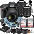 thumbnail image 1 of Nikon D7500 DSLR Camera with 18-140mm + 70-300mm Lens + 2 Pcs SanDisk 128GB Memory Cards + Tripod + Wideangle + Flash + ZeeTech Accessory Bundle, 1 of 9