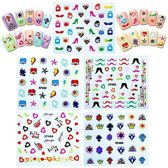 Wrapables® Funky Bling Funky Patterns Nail Art Nail Stickers 3d Nail Decals, 10 sheets (300 nail stickers)