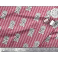 thumbnail image 2 of Soimoi Pink Poly Georgette Fabric Bow & Artistic Skull Stripe Print Fabric by the Yard 42 Inch Wide, 2 of 3