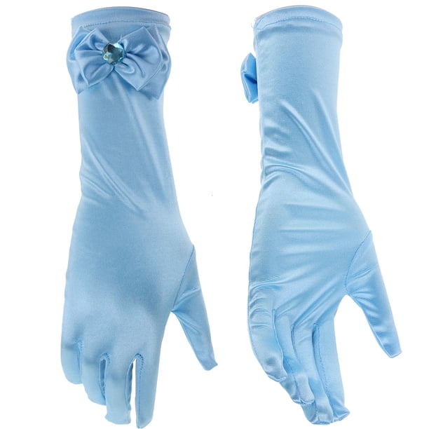 1 par de guantes largos de satén con lazo para niños, guantes de dedos largos para fiesta de Halloween, guantes para disfraces