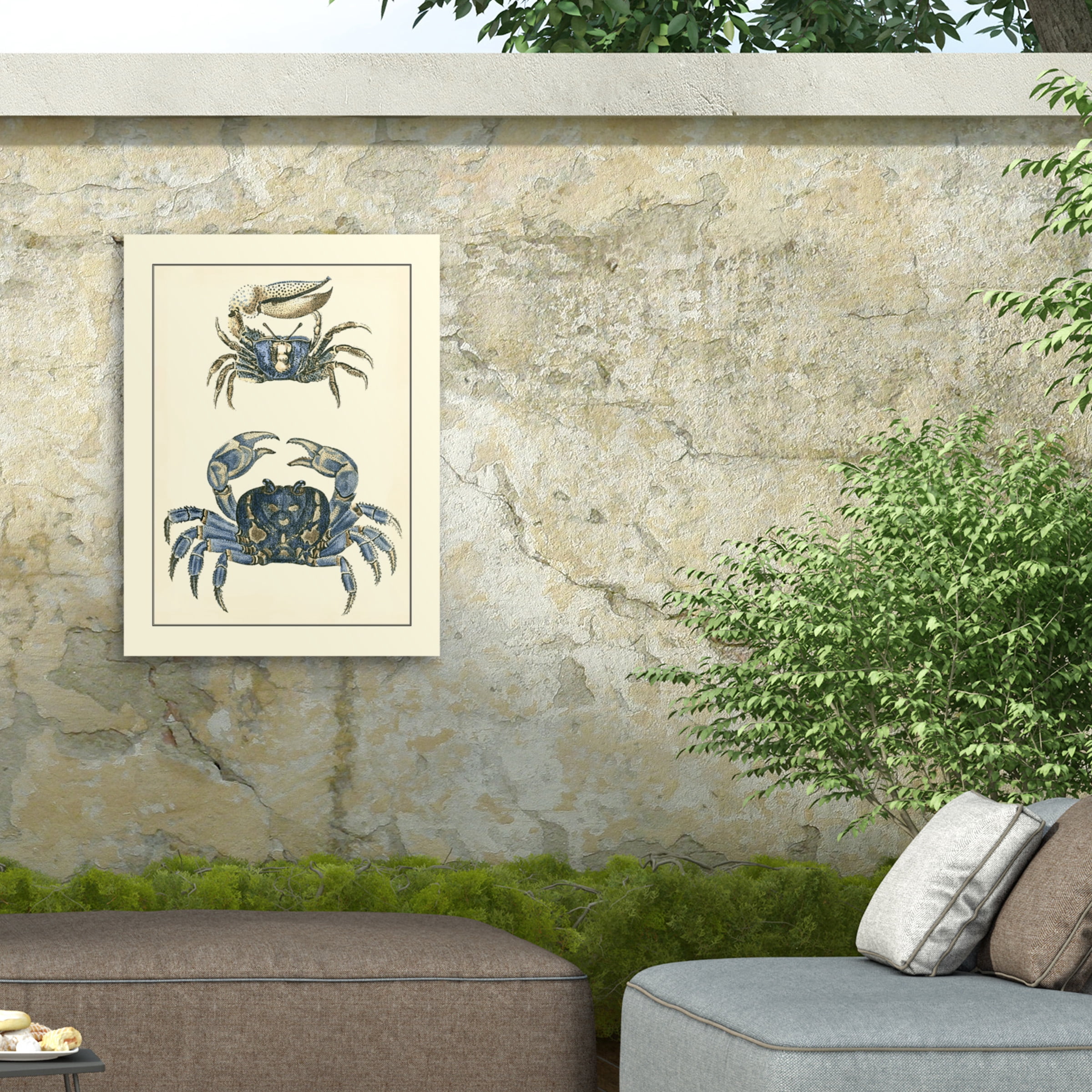 Vision Studio 'Antique Blue Crabs II' Outdoor Canvas 19x19