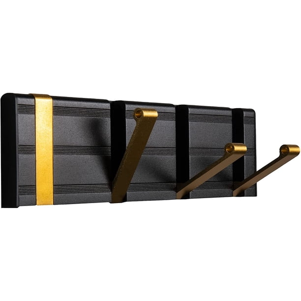 4 Hooks Decorative Collapsible Wall Hooks, Collapsible Coat Hooks, Home Storage Hooks, Wall Mounted Hooks, Black/Gold