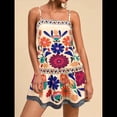 thumbnail image 4 of Vestido Minivestido Bohemio Floral con Tirantes Finos y Bajo con Volantes para Mujer para Vacaciones. Albaricoque M, 4 of 9