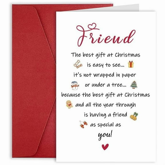 Friendship Christmas Card - Heartfelt Message Inside - Perfect for Celebrating Friendship During the Holidays - Envelope Included