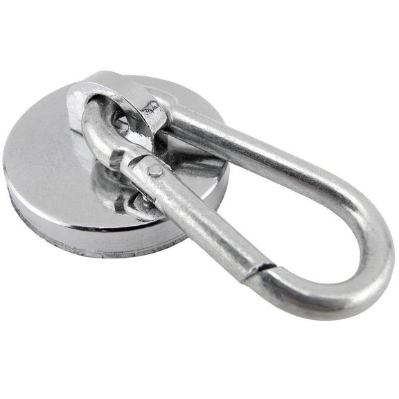 PMU Super Magnet w/Easy-Clip Swivel Carabiner Hook Maximum Strength 35 to 50 Lbs Pkg/1