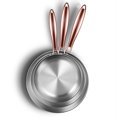 thumbnail image 1 of Kitchen Star 3 Ply Series Stainless Steel Fry Pan Set, 20-26-30 cm, Gold Handle, Easy Cleanup, 1 of 5
