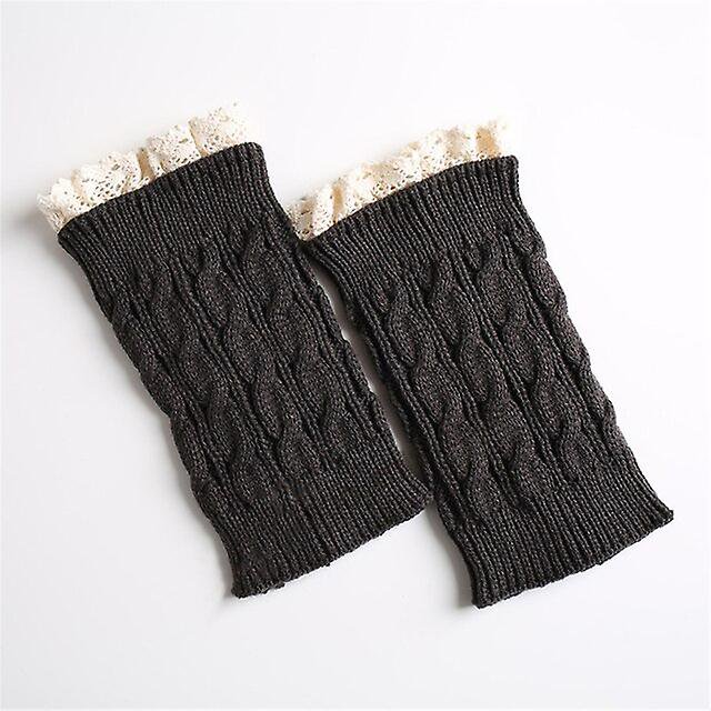Calentadores de piernas de encaje a la moda para mujer, rodilleras cálidas, tejido alto de invierno, puños de ganchillo sólidos, calcetines largos, botas, cubierta de espinillera,