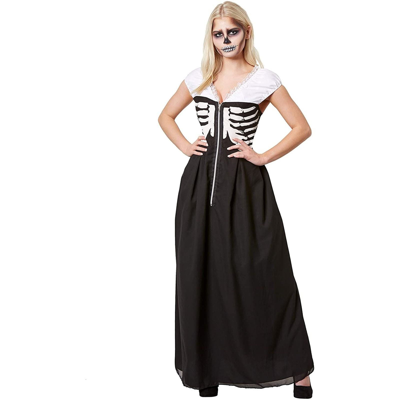 Sassy Skeleton Day Of The Dead Halloween Fancy Dress Costume Teen 8-14 Years 