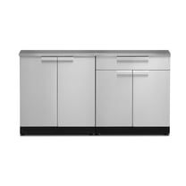NewAge Products Outdoor Kitchen 3 Piece Cabinet Set in Stainless Steel with Countertops