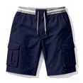 thumbnail image 5 of DDAPJ pyju Big and Tall Shorts for Men Cargo Sweat Shorts Lightweight Drawstring Elastic Waist Beach Athletic Shorts with Multi Pockets Dark Blue XXXL, 5 of 6