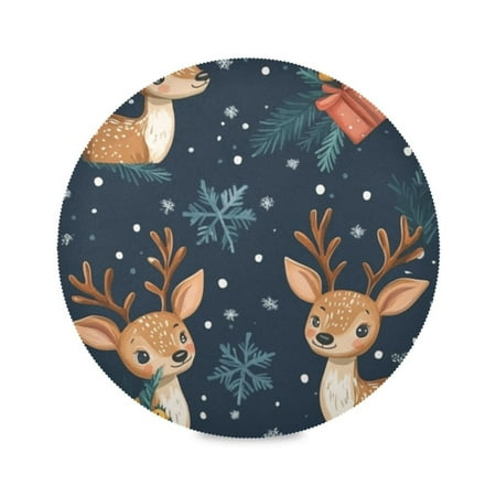 

Round Plate Mat 15.4x15.4 Inchesx6 Placemat Table Mat Kitchen Mat Coffee Mat Fabric Thick Strong Wear-Resistant Heat Resistance Three Little Christmas Deer