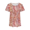 thumbnail image 5 of QQAMB Women's Tops Summer Crewneck Sequin Printed Shirts Casual Short Sleeve Blouses for Women Pink XL, 5 of 5