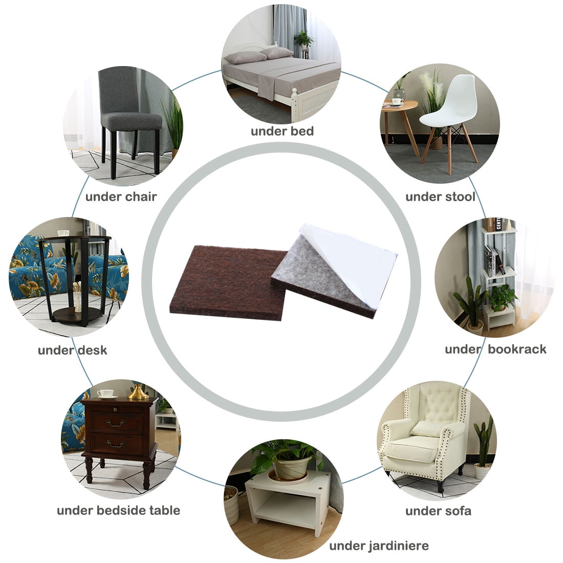 Felt Furniture Feet Pads Square 3/4" Self Adhesive Feet Floor Protector