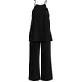 thumbnail image 6 of Dvprdro Womens Summer Casual Set Crewneck Sleeveless Back Tie Top Elastic Waist Wide Leg Pants Side Pockets 2 Piece, 6 of 7