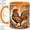 Orange, variant on Retro Rooster Floral Coffee Mug, Rooster Mug, Morning Tea Cup for Home, Orange Farm Bird with Sunburst Rays and Ornamental Leaves, Vintage Farmhouse Art, Country Kitchen Lover