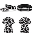 thumbnail image 2 of Aplkyhs Cow Print Women's Golf Shirt and Sun Visor Hat Set Short Sleeve Golf Shirts Quick Dry Moisture Wicking Fabric Adjustable UV Protection Sun Hat Cap for Golf Tennis Hiking, 2 of 7