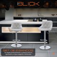 thumbnail image 2 of Set De 2 Bancos Altos Con Respaldo Apoyapiés Giratorio 360° Ajustable Antideslizante Cuero Pu Acero Cromado Color Blanco Blick, 2 of 8