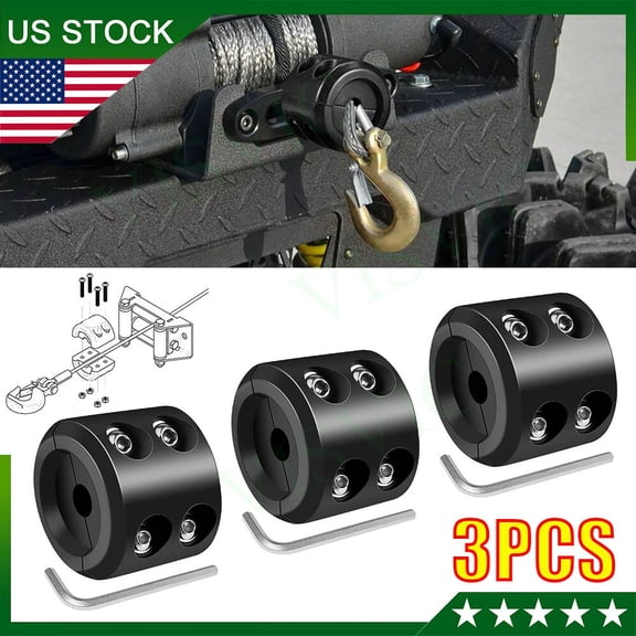 3 Packs Winch Stopper Rubber Heavy Duty Cable Line Saver Rope Hook For ATV UTV