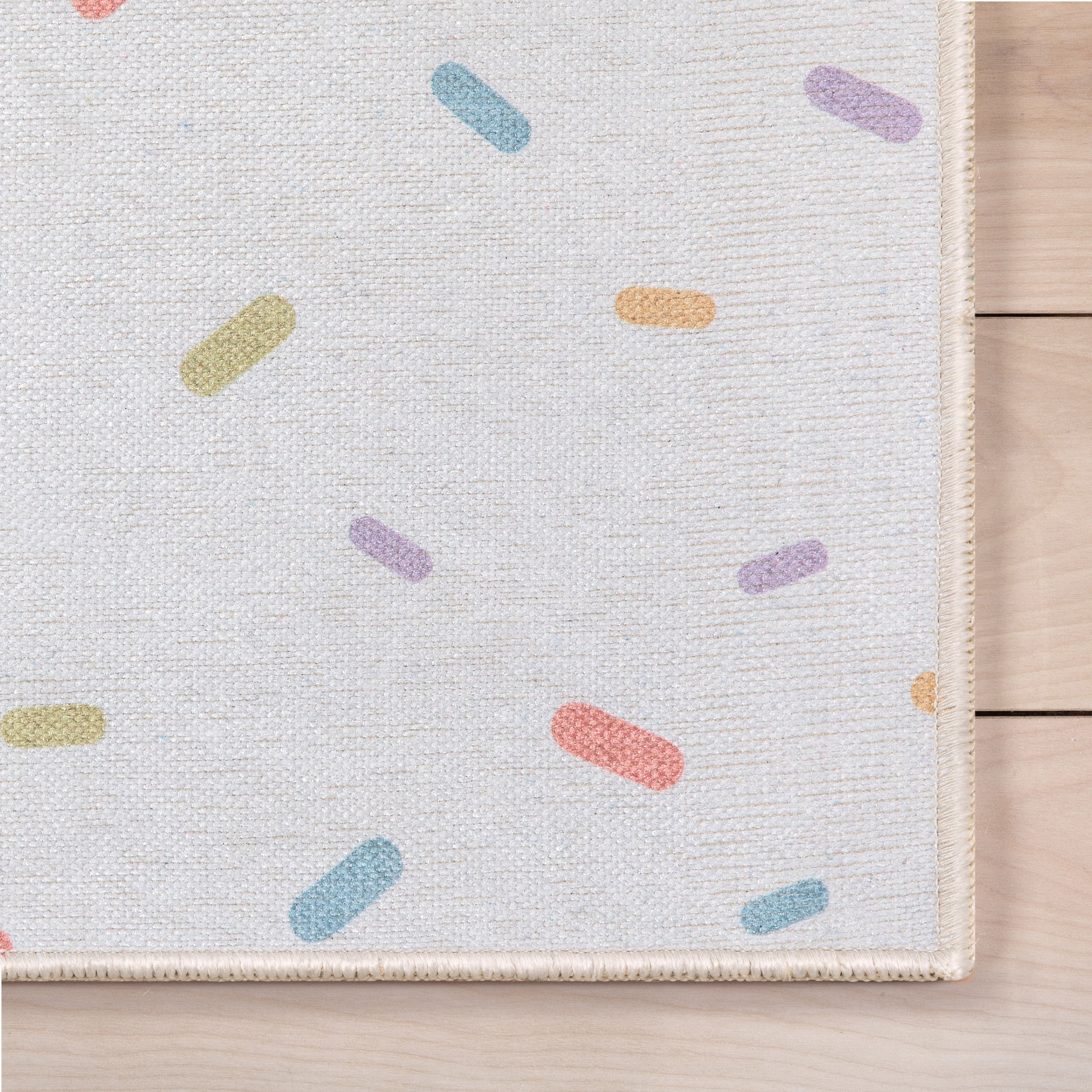 Well Woven Kids Rugs Sprinkles Modern Multi Color Printed Distressed Machine Washable 5' x 7' Area Rug
