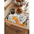 thumbnail image 3 of Hello Fall Placemats Set of 8 Thanksgiving Orange White Pumpkin Leaf Autumn Heat Insulation Washable Place Mats, Rustic Non-Slip Table Mats for Dining Table Party Kitchen Decor,13x19 Inch, 3 of 4
