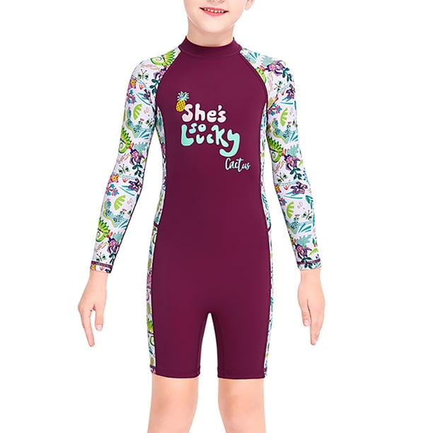 Buceo vela niños traje de traje de baño traje de baño niños traje de baño espalda con cremallera cremallera ropa de baño para nadar buceo snorkeling púrpura xl Advancent OD003662-04