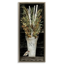 Stupell Industries Rustic Forest Greenery Bouquet Botanical & Floral Painting Brown Floater Framed Canvas Art Print Wall Art, 15 x 31