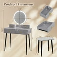 thumbnail image 3 of Costway Vanity Makeup Dressing Table Stool Set 3-Color Lighted Mirror with Drawers Gray, 3 of 10