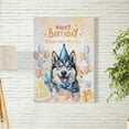 thumbnail image 2 of Watercolor Siberian Husky Happy Birthday Celebration Balloons Gift Party Vertical Matte Canvas Poster Husky Dog Lover Gifts Wall Art Home Decor - 00028, 2 of 5
