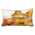 thumbnail image 1 of RYLABLUE Decorative Fall Basics Sunflowers straw hats maple leaves scarecrow Throw Pillow Cover Case Size 20x30 inches Two Side, 1 of 1