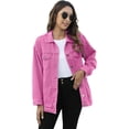 thumbnail image 1 of GHSDFBB Women's Oversized Mid Long Denim Jacket Jean Biker Coat, 1 of 6