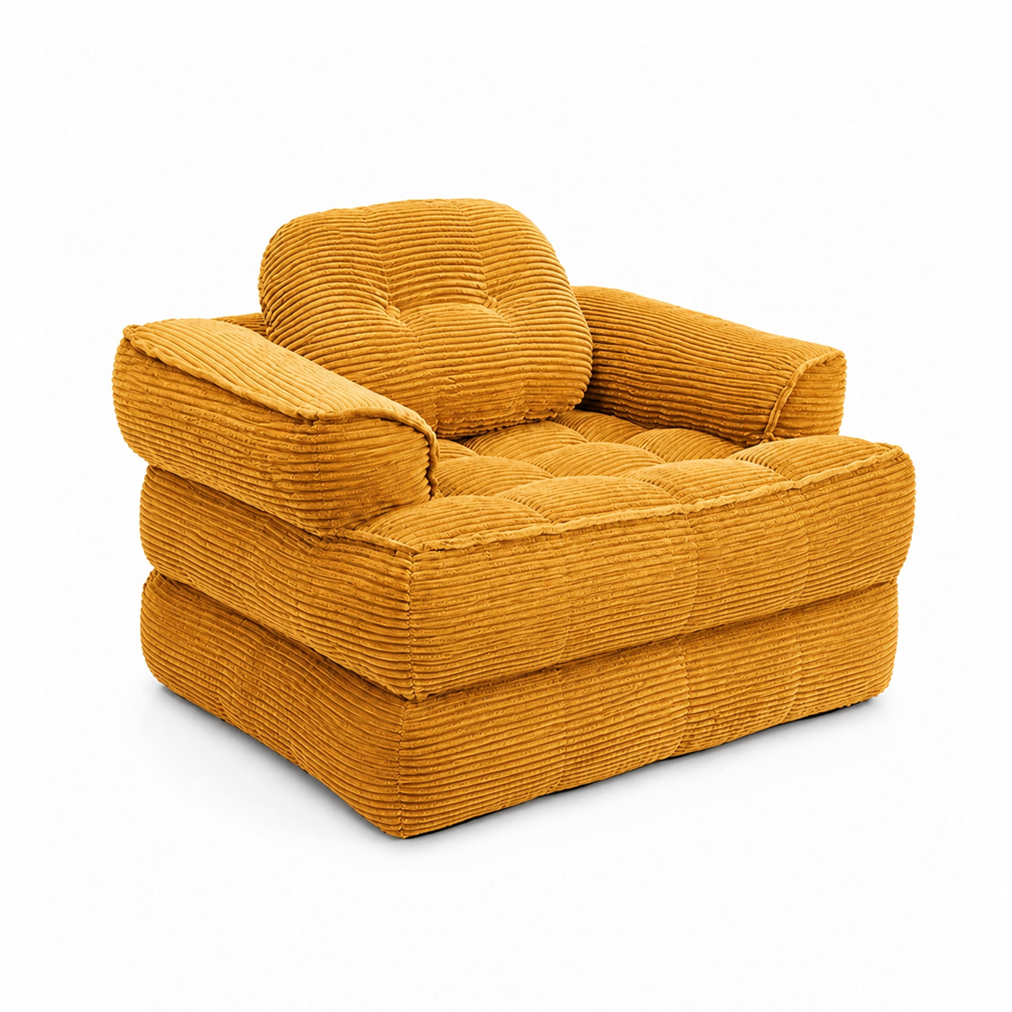 Folding Sofa Bed 66.9 Inch with Corduroy Fabric and Armrest, Convertible Sleeper Sofa and 2-in-1 Portable Bed with Pillows for Living Room, Orange