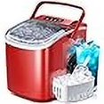 thumbnail image 3 of Countertop Portable Ice Maker Machine with Handle, 9 Bullet-Shaped Ice Cubes Ready in 6 Mins, 26Lbs/24H, Self-Cleaning Function with Ice Scoop and Basket for Home/Kitchen/Party (Red), 3 of 4