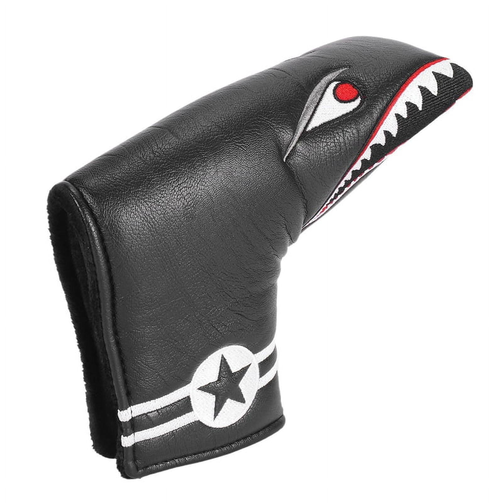 2Pc Black PU Leather with Embroidery Magnet Golf Blade Putter Cover Golf Club Putter Headcover,2 x Golf Putter Headcover,Black