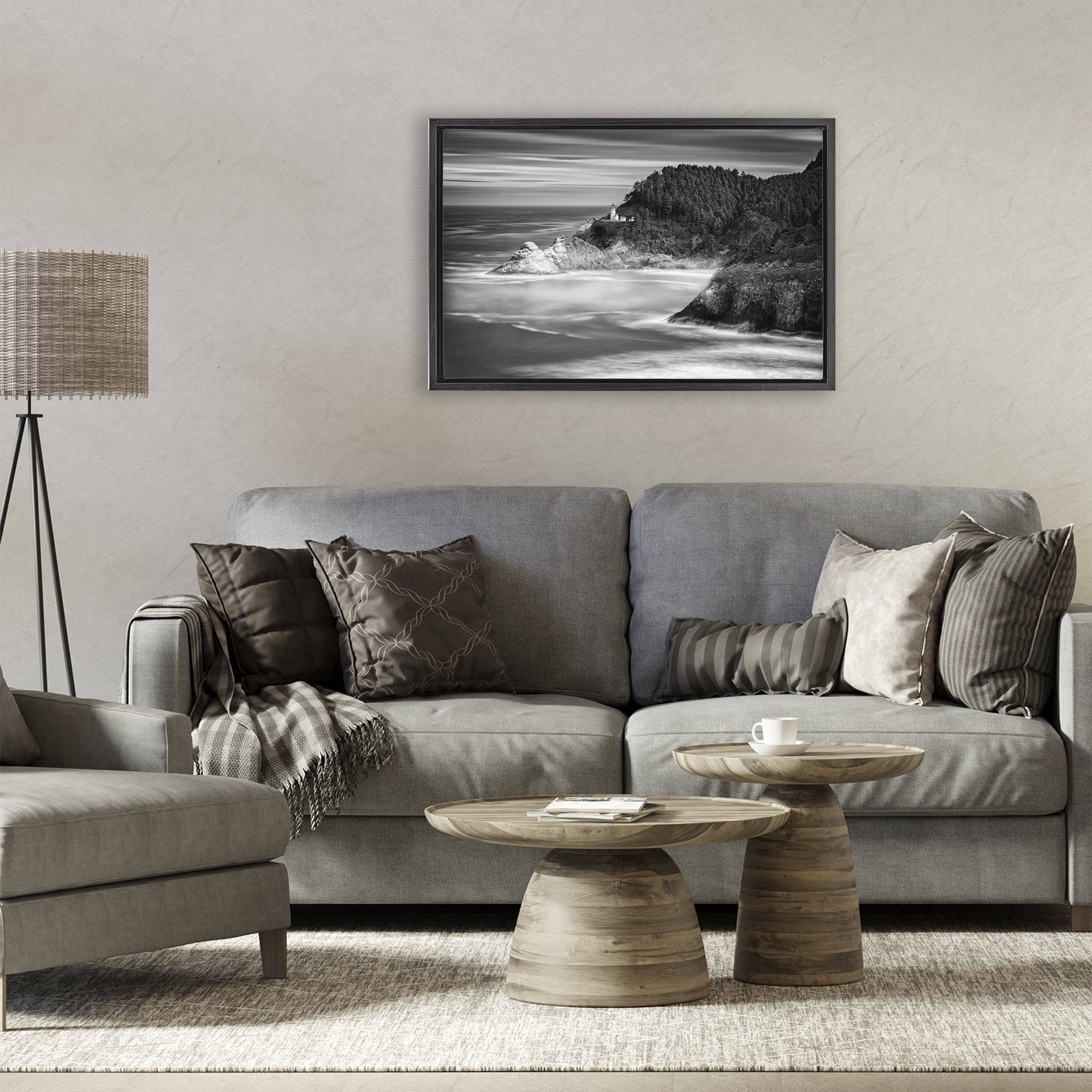 Stupell Industries Perched Above The Pacific Black Framed Floater Canvas Wall Art, design by Rick Berk