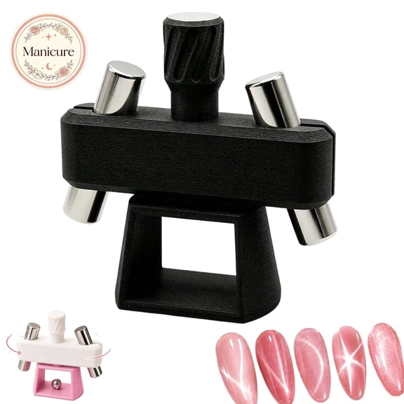 3D Printed Cat Eye Nail Magnet Tool, Multi‑Direction Bead Cat Eye Magnetic Manicure Device, Adjustable Rotatable Nail Art Magnet Holder, for Diy And Salon Cat Eye Gel Nail Polish Creation