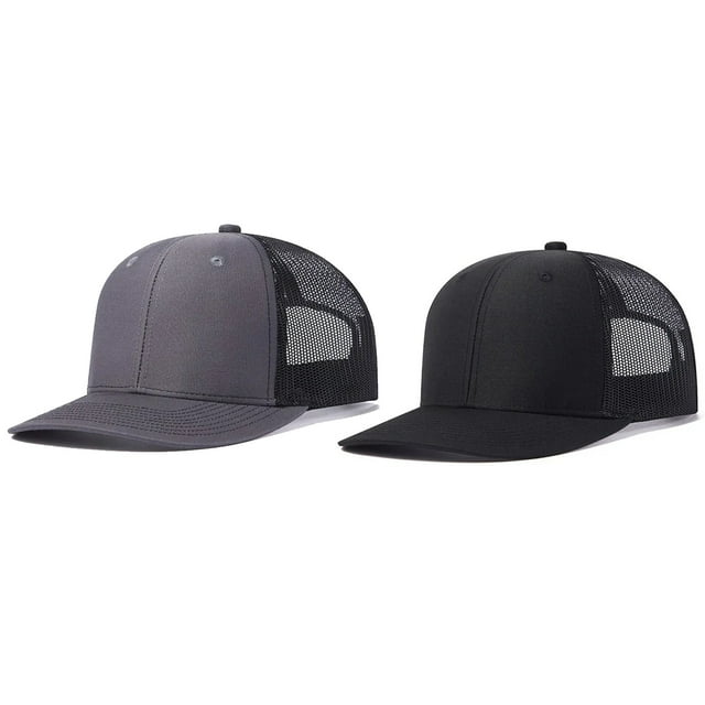 tamizeot 2x Trucker Cap Black Baseball Cap Mens Mesh Sunshade Net Hat Cool Style 2 Pack Baseball Cap A