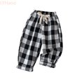 thumbnail image 2 of LYHaoo Boys Plaid Casual Pants Summer Lightweight Breathable Loose Fit Outdoor Trousers For Kids Toddler Youth Girls' Pants(Black), 2 of 7