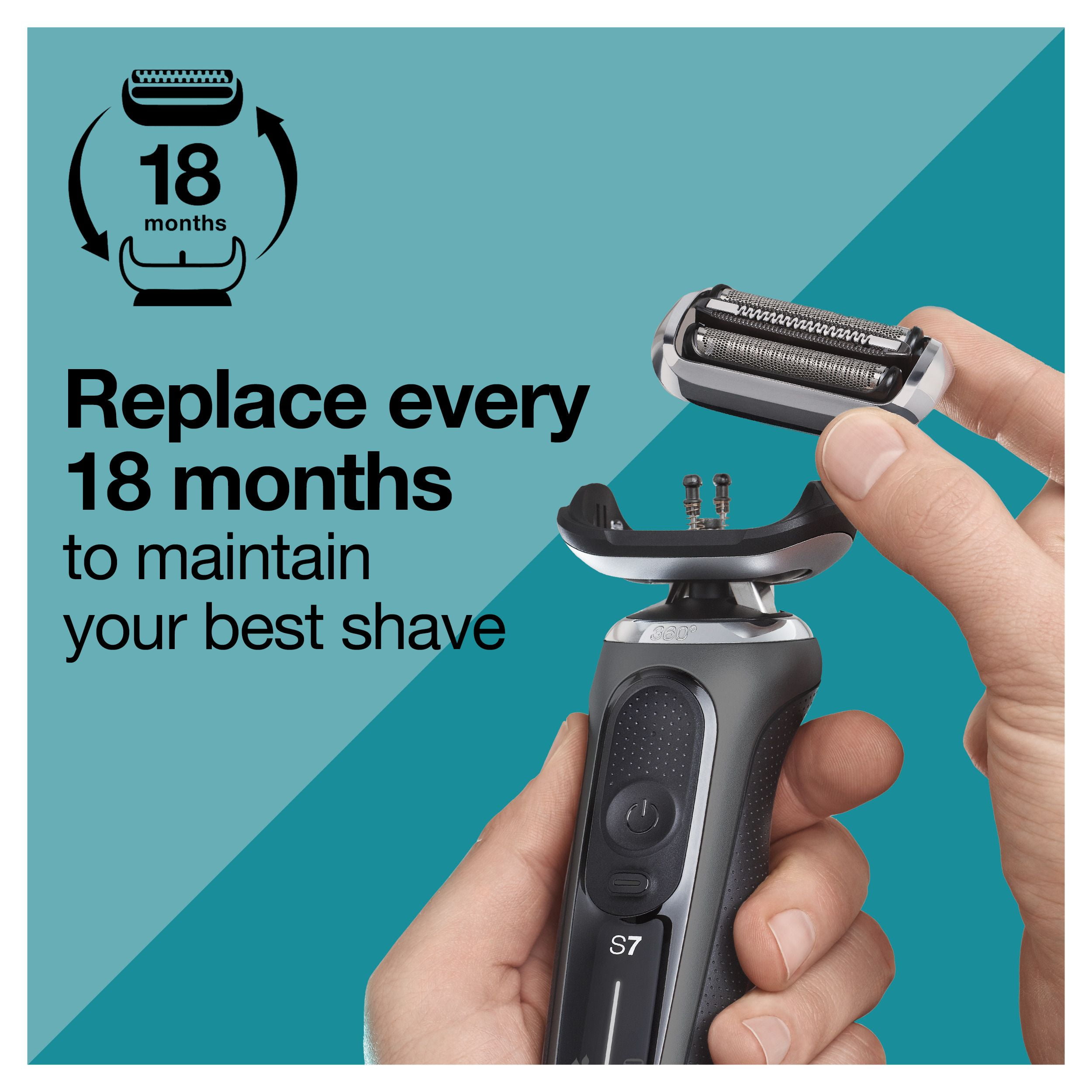 Tête de rechange pour rasoir électrique Braun Series 7, fixez facilement la tête de votre rasoir pour un rasage aussi efficace qu’au premier jour, compatible avec la nouvelle génération de rasoirs Ser